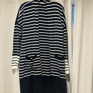 Striped Navy and White Cardigan